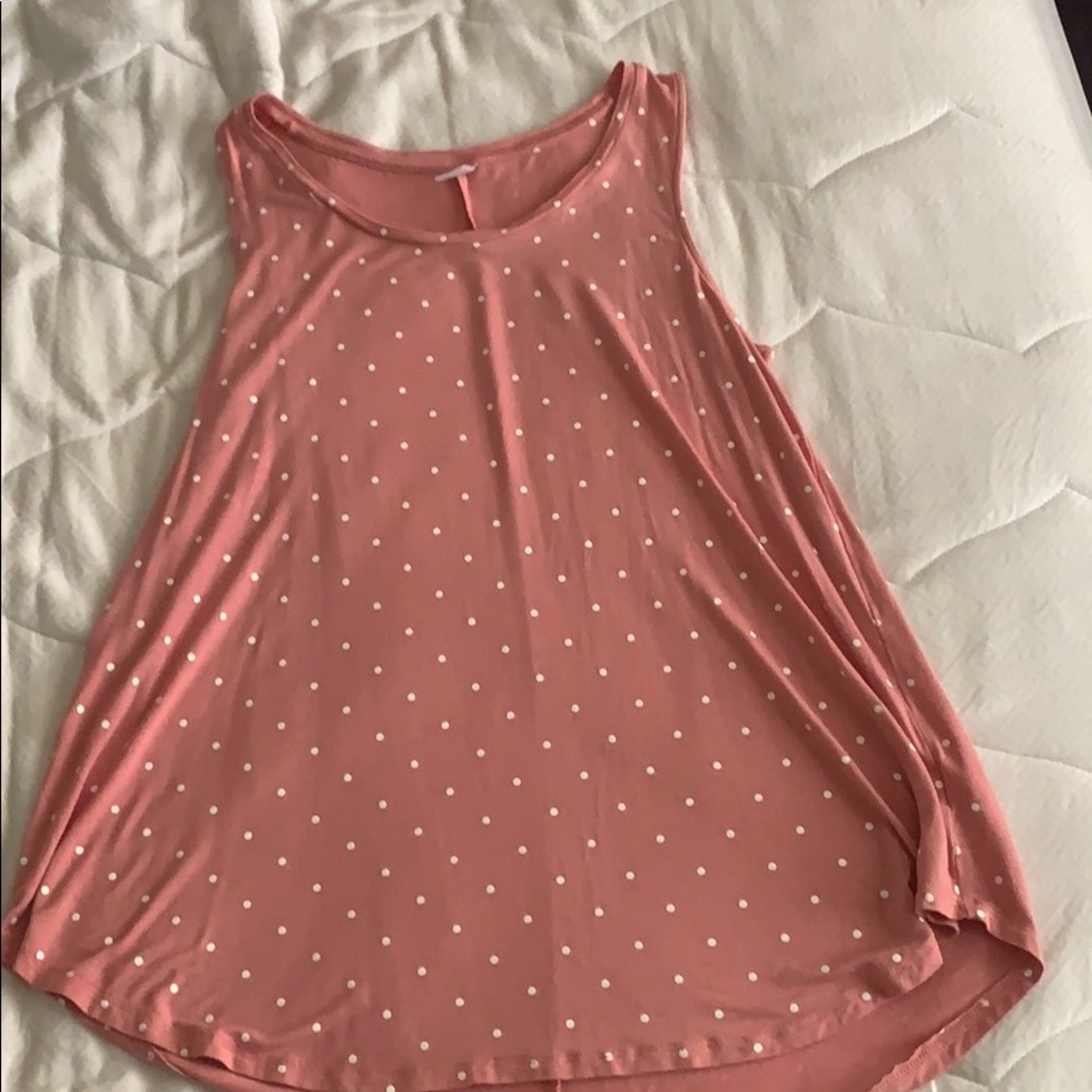 Pink and white polkadot tank top